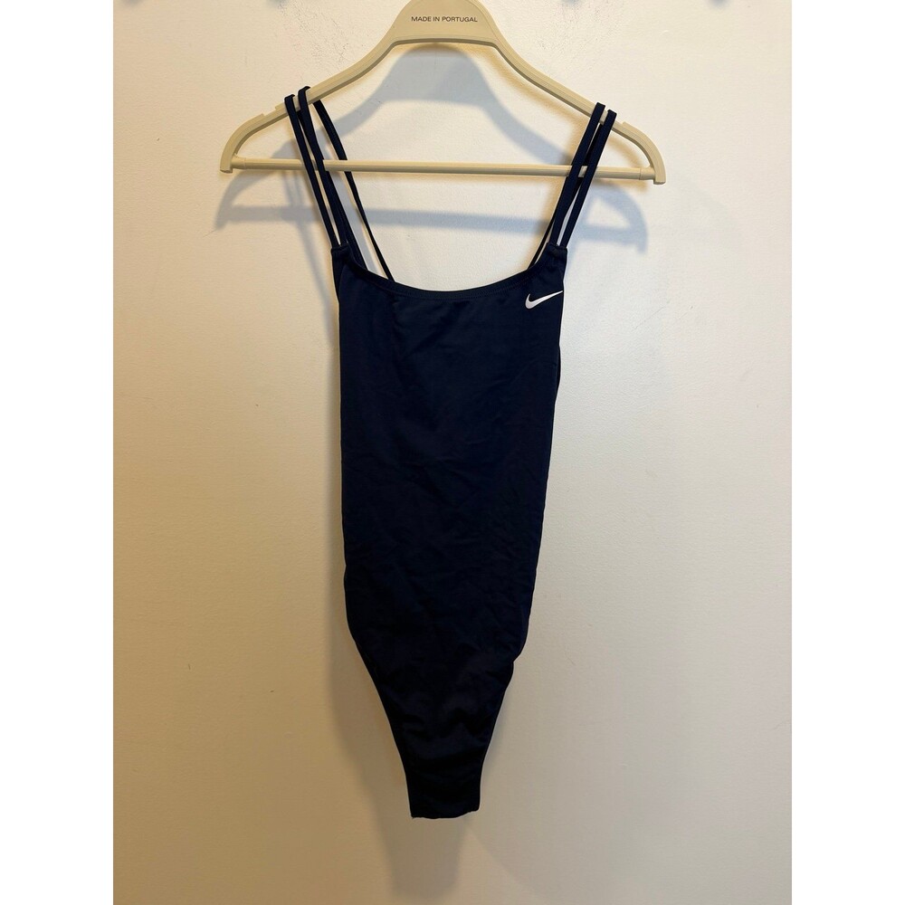 Nike Swim One Piece Swimsuit Women’s 10 36 Navy Double Strap Spiderback